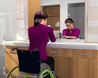 Women in wheelchair using SpeediCath® Compact catheter