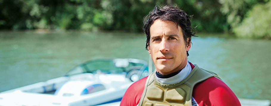 Christophe kitesurfer med kateter